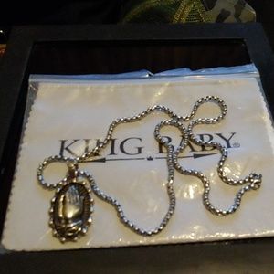 King baby sterling silver praying hands necklace
